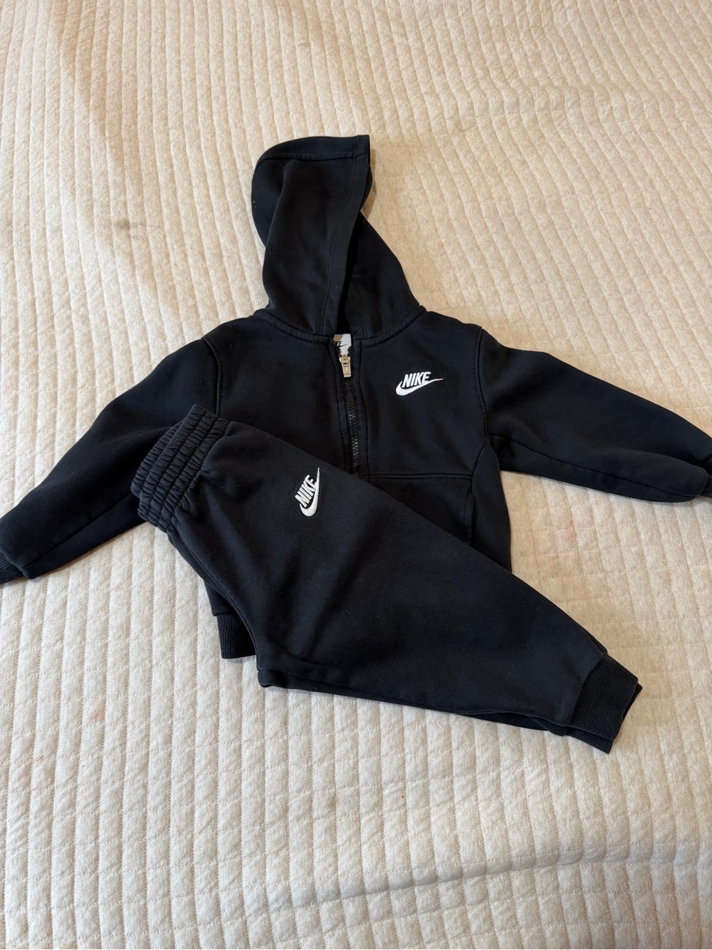 Nike Black Kids Hoodie and Joggers Set with White Logos